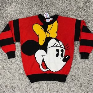 NWT Vintage 1980s Disney Red Minnie Mouse Sweater Size Medium